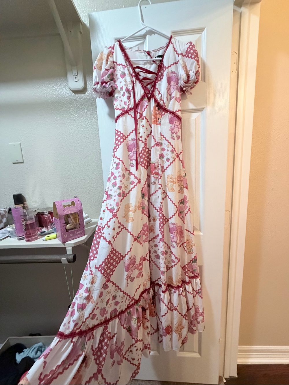 Dolls Kill STRAWBERRY SHORTCAKE CARE BEAR COLLAB MAXI DRESS